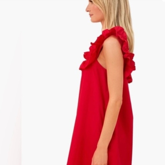 Chic Red Ruffle Mini Dress - Picture 5 of 8